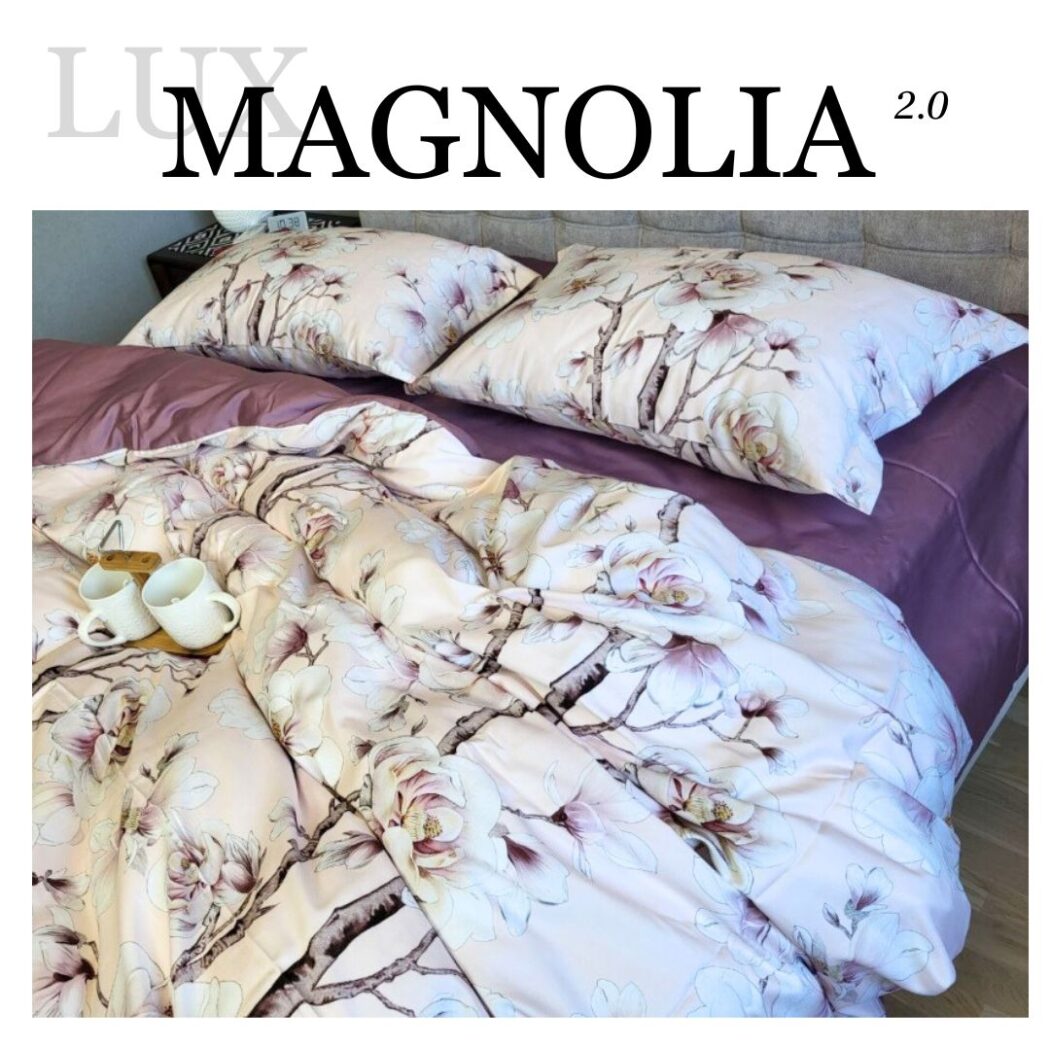 Постільна білизна сатин люкс Магнолія подвійний фото
