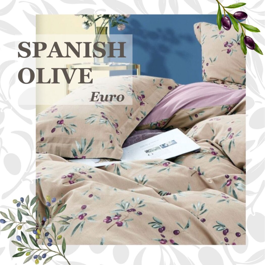 Постільна білизна з сатину іспанська олива Євро фото