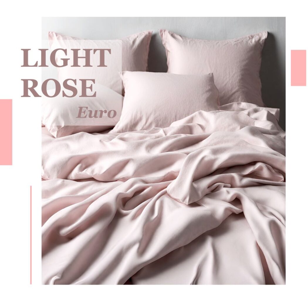 Постільна білизна однотонна Світло рожева сатин Євро фото