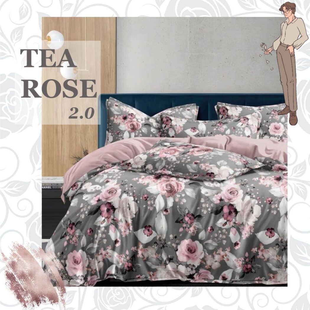 Постільна білизна сатин Чайна троянда двоспальна фото