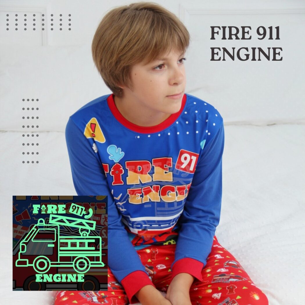 Піжама на хлопчика Пожежна машина | FIRE 911 | світиться фото