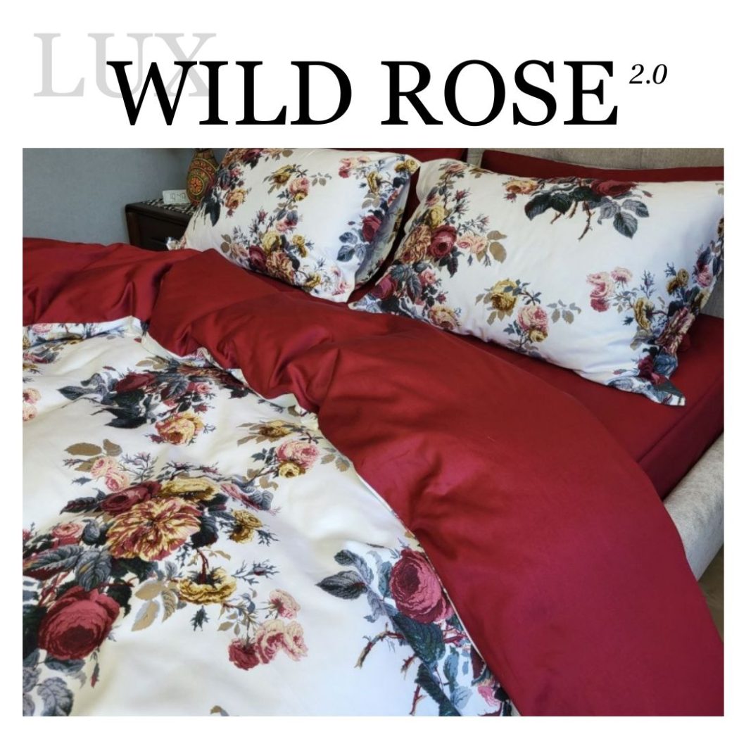 Постільна білизна сатин люкс Дика Троянда двоспальний фото