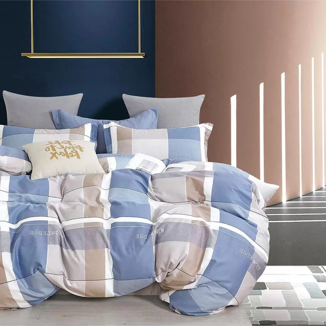 Сатин 235 см Геометричний дизайн клітинка для постільної білизни фото