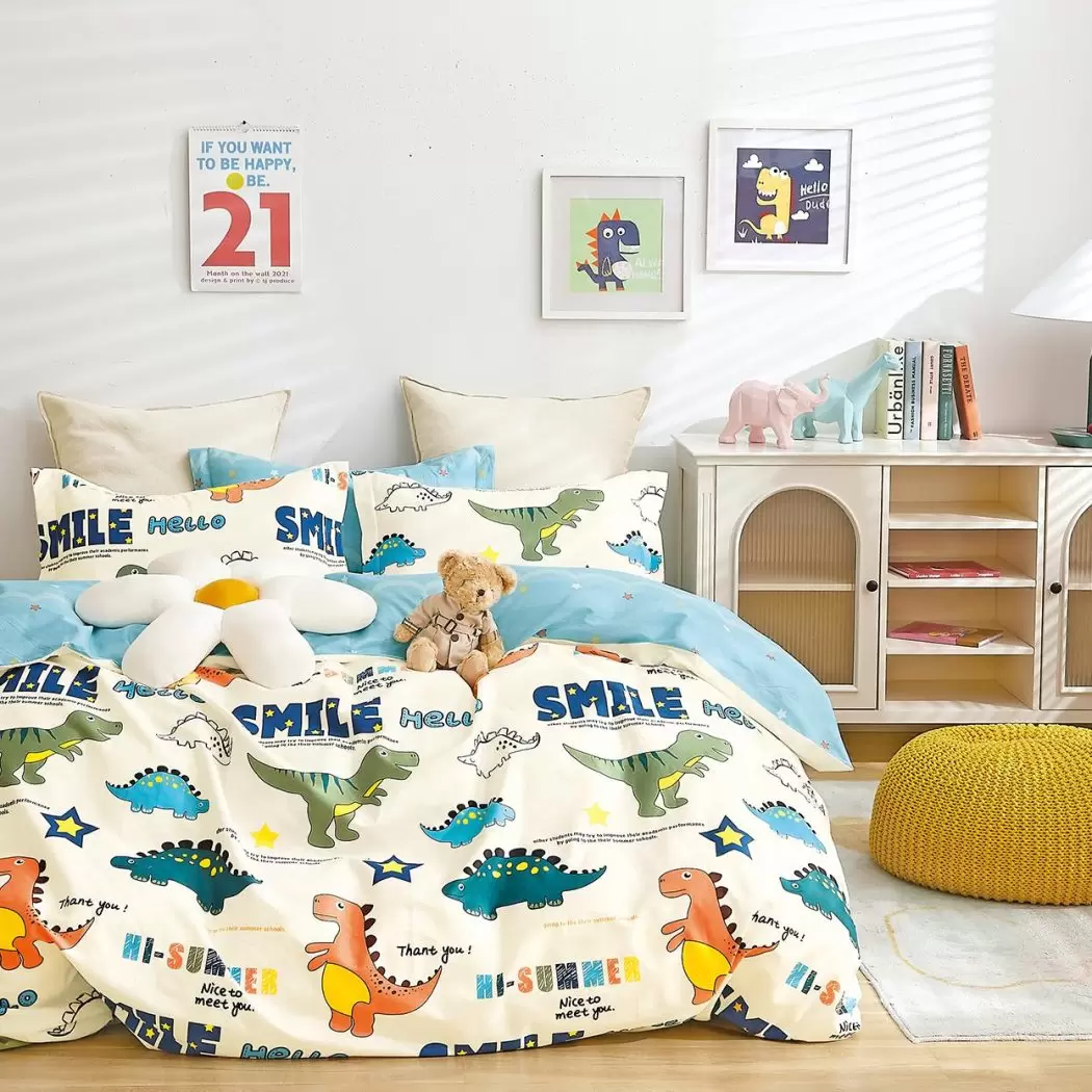 Сатин 235 см Динозаврики дитячий принт А для постільної білизни фото