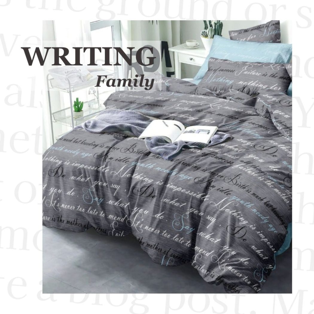 Постільна білизна сіра з написами сатин «Letters Gray» Сімейна фото