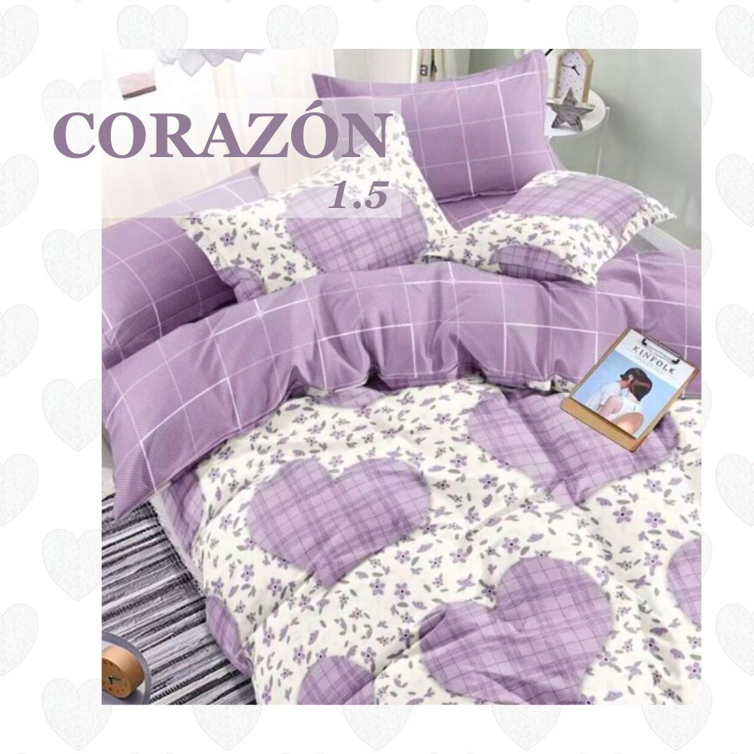 Постільна білизна бязь Лавандові серця полуторна фото