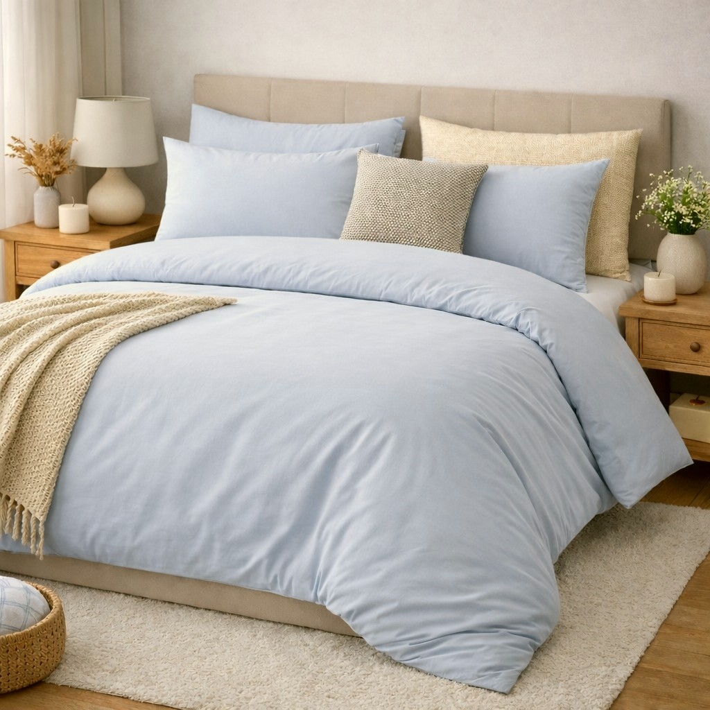 Постільна білизна Light blue, LUXURY Washed (Двосп. на рез.)