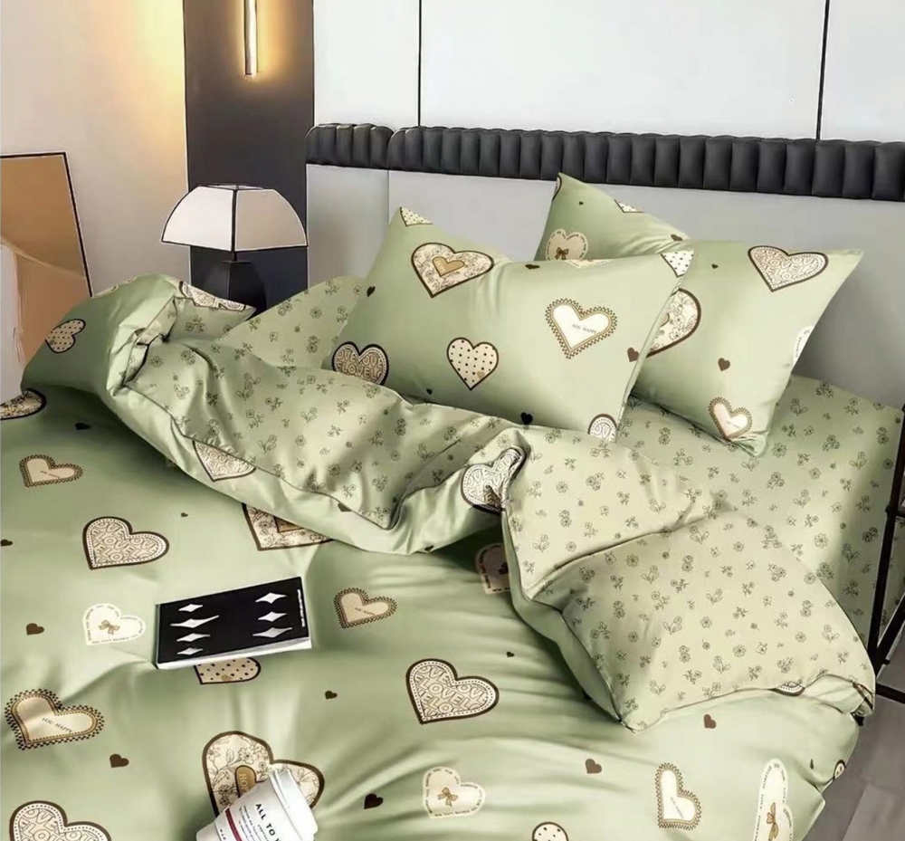 Постільна білизна Фісташкове щастя, сатин (Євро на резин.)