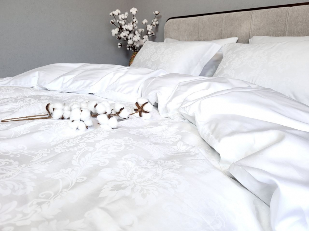 Постільна білизна Сатин JACQUARD, TIARA WHITE (Полуторний) - Зображення 7