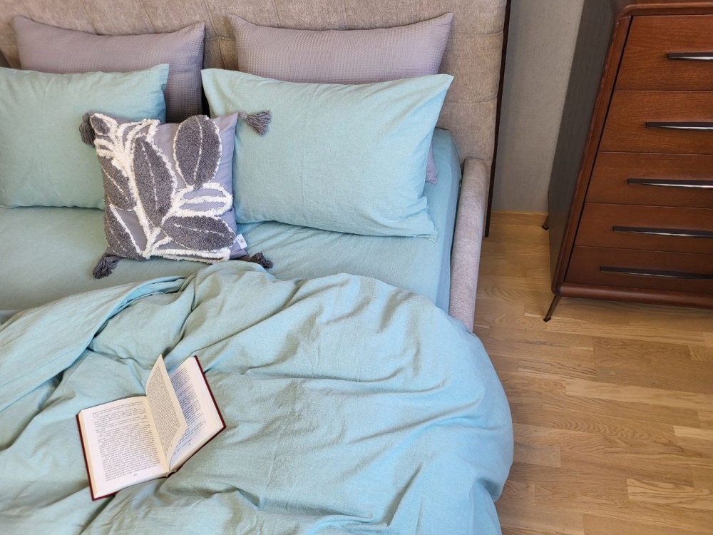 Постільна білизна Cyan, Washed Cotton W1291 (Євро)