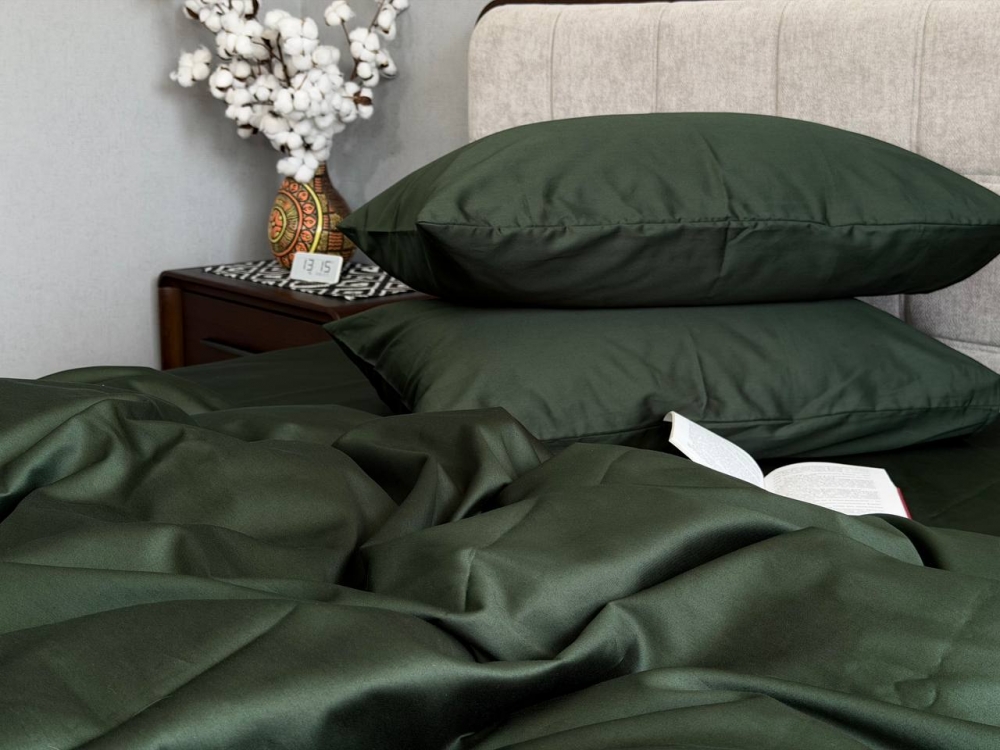 Постільна білизна Смарагдовий SD-5918, сатин LUX (Євро на резин.) - Зображення 4