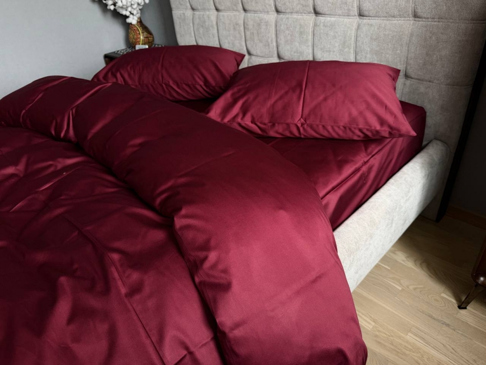 Постільна білизна Бордовий SD-1652, сатин LUX (Сімейний) - Зображення 2