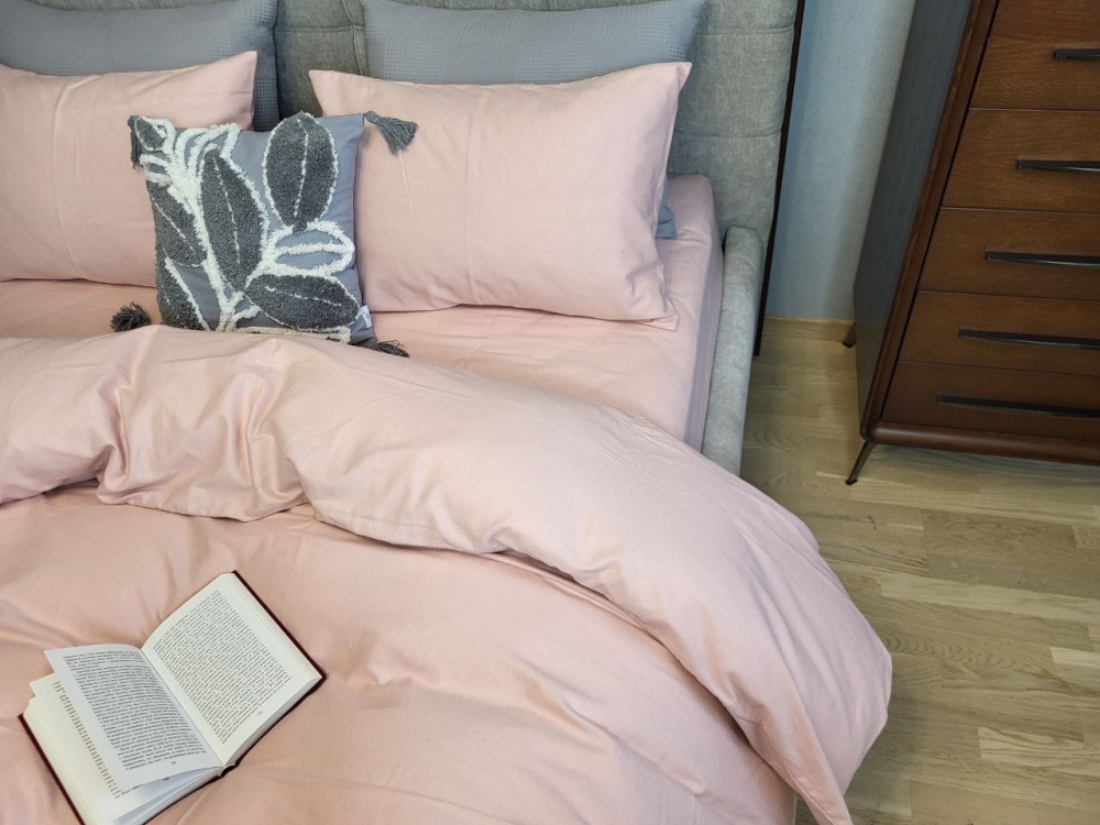 Постільна білизна Пудровий N16564, Turkish flannel (Сім. на резин.)