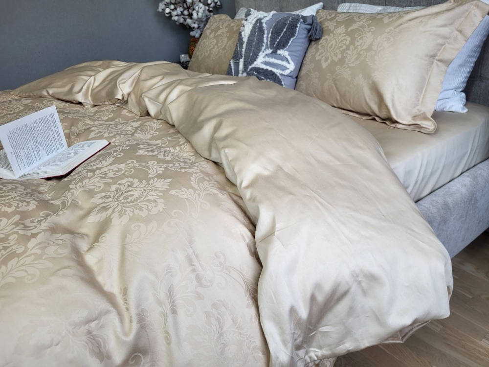 Постільна білизна Сатин JACQUARD, TIARA BEIGE​ (Полут. на рез.)