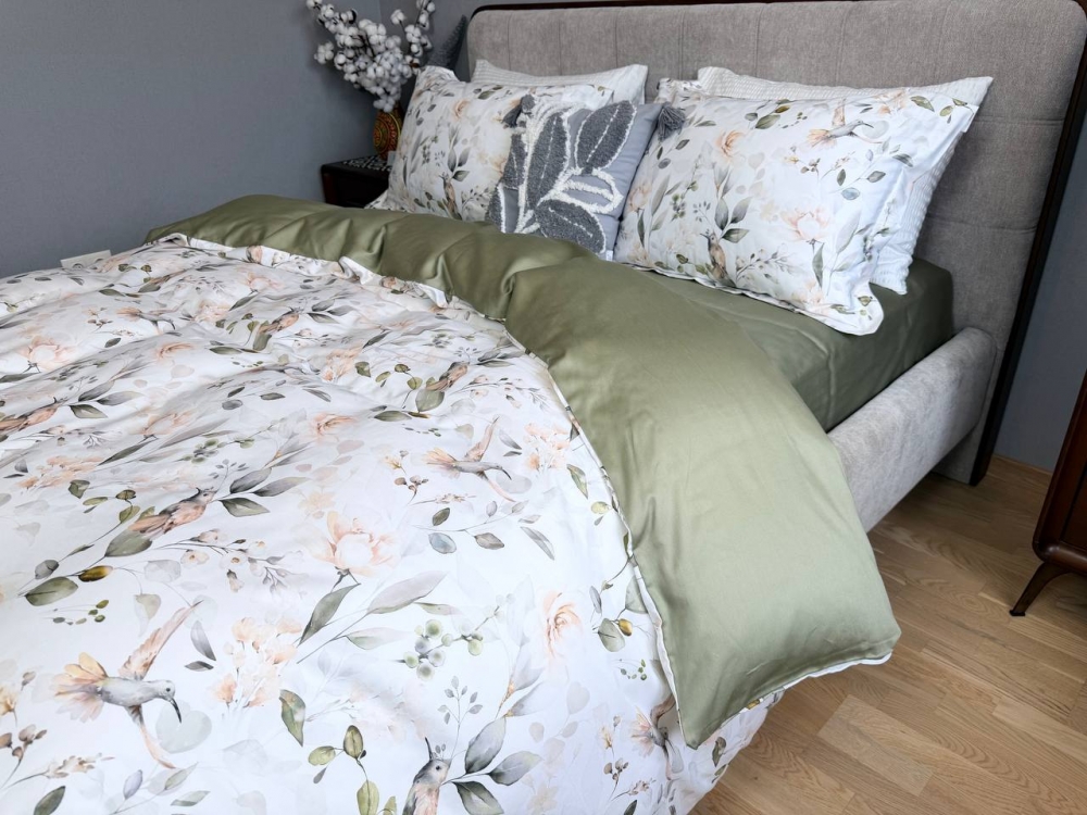 Постільна білизна Сатин PREMIUM, BIRDS (Євро на рез.) - Зображення 2