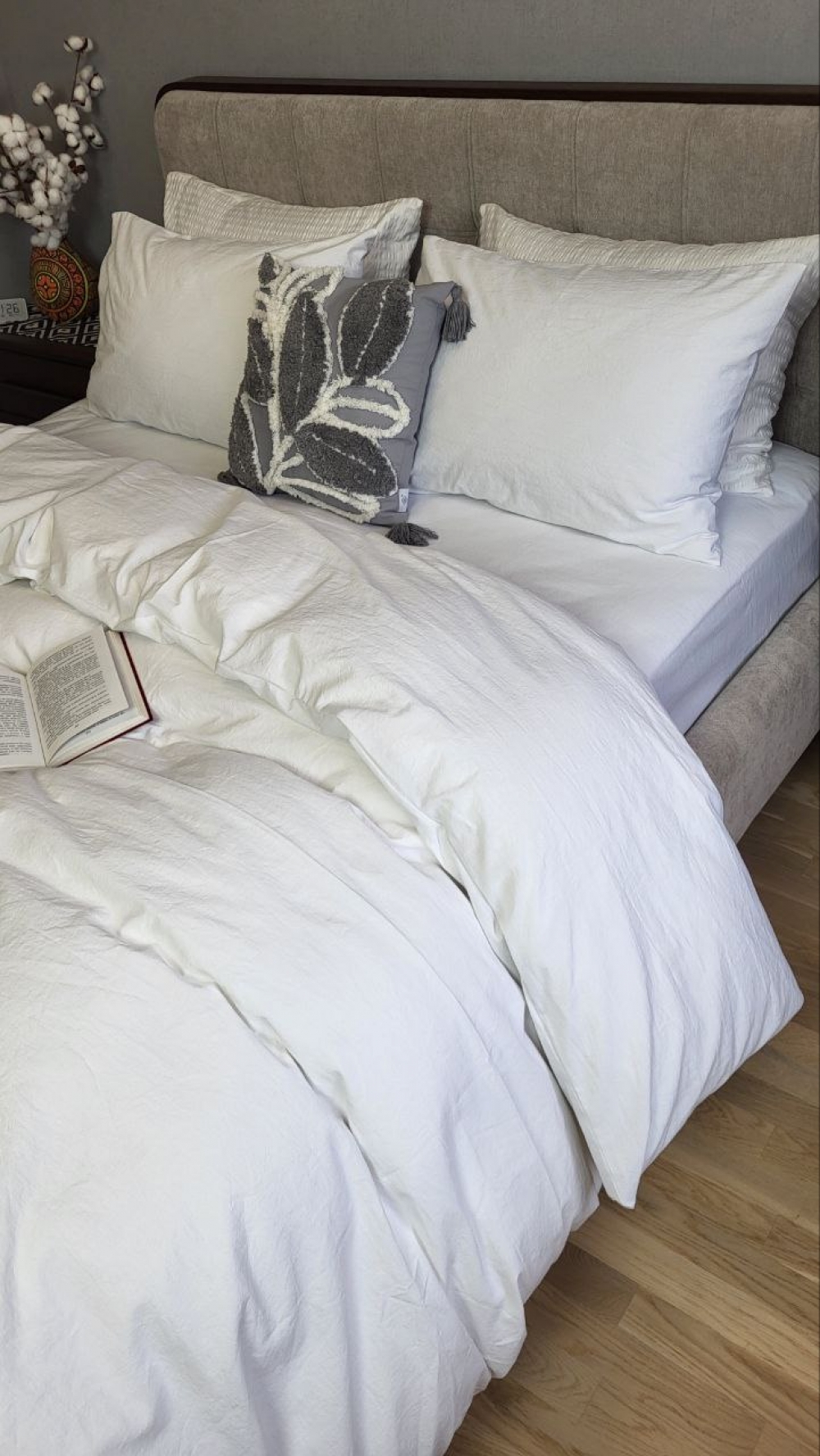 Постільна білизна White, LUXURY Washed (Двоспальний) - Зображення 2