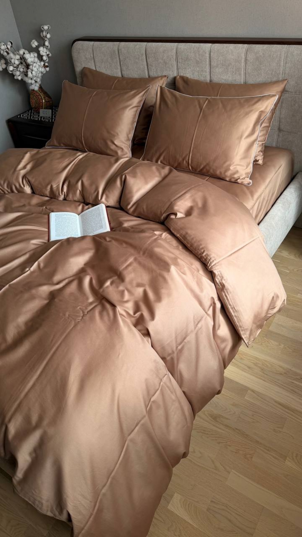 Постільна білизна Бежевий SD-1318, сатин LUX нав. з кантом (Двоспальний) - Зображення 4