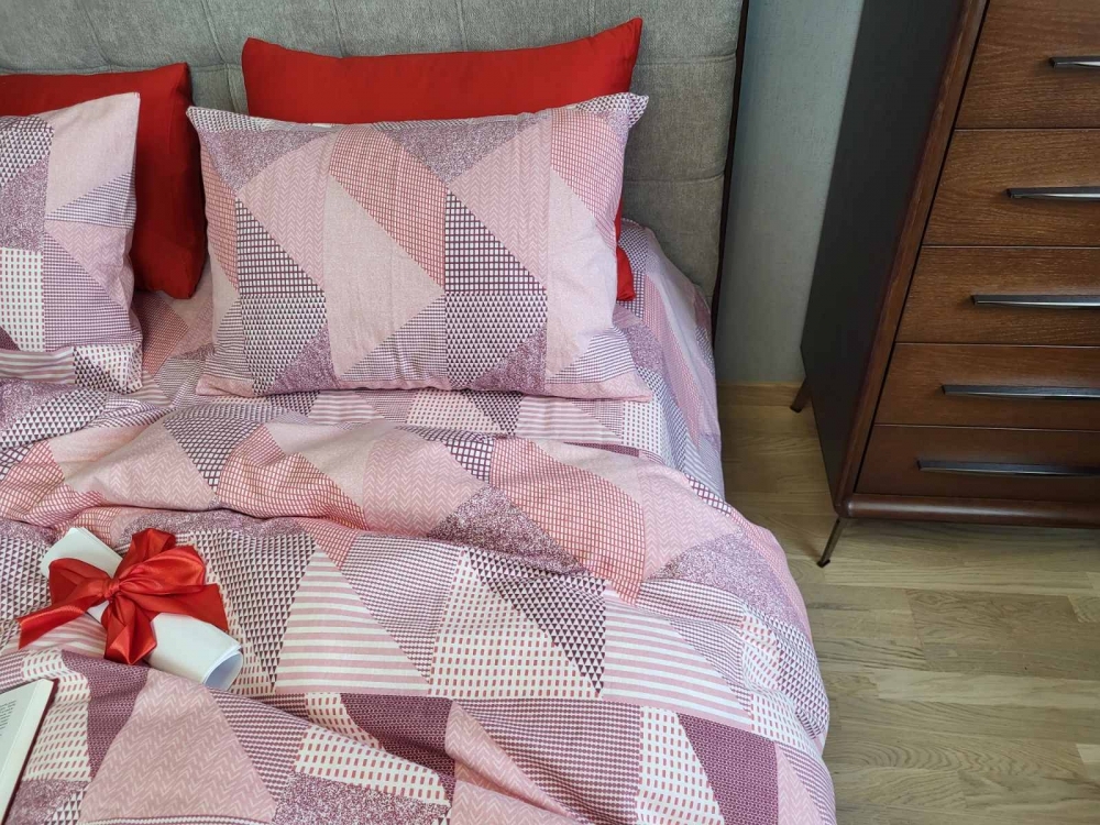 Постільна білизна Печворк рожевий, Turkish flannel (Полут. на рез.)