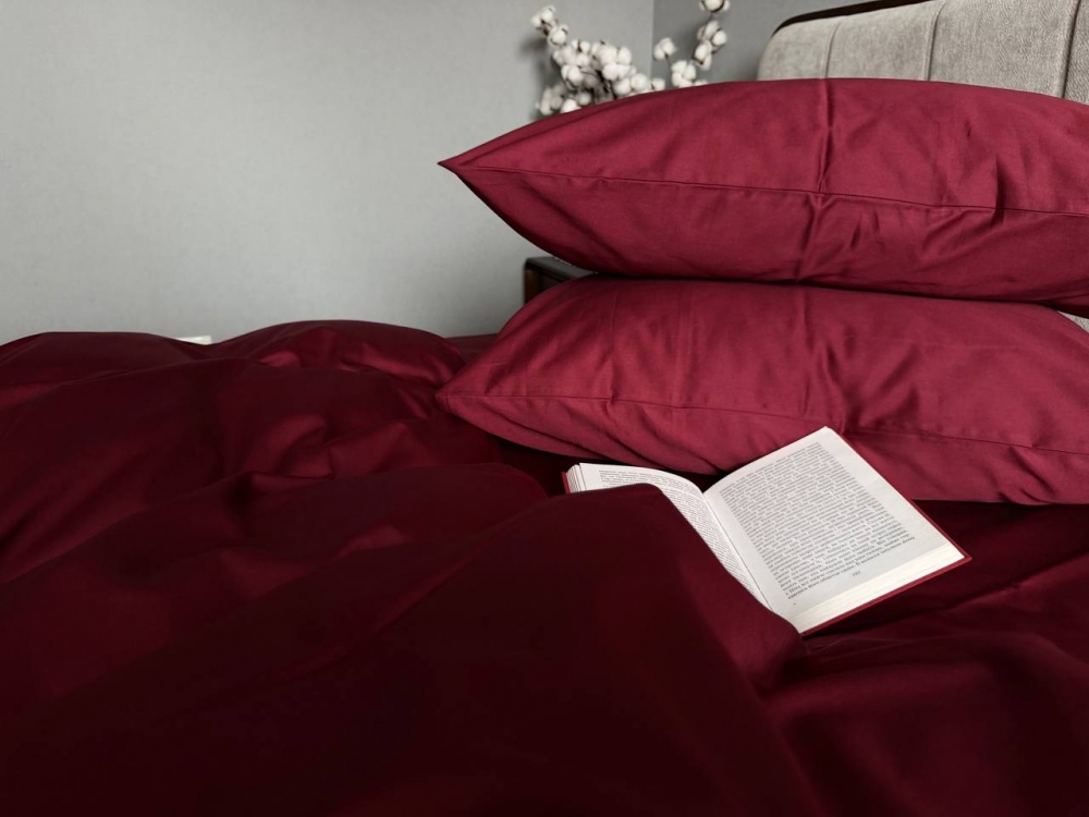 Постільна білизна Бордовий SD-1652, сатин LUX (Сімейний) - Зображення 3