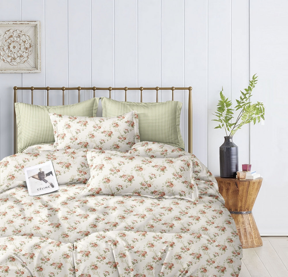 Постільна білизна Трояндовий сад, сатин (Сім. на резин.)