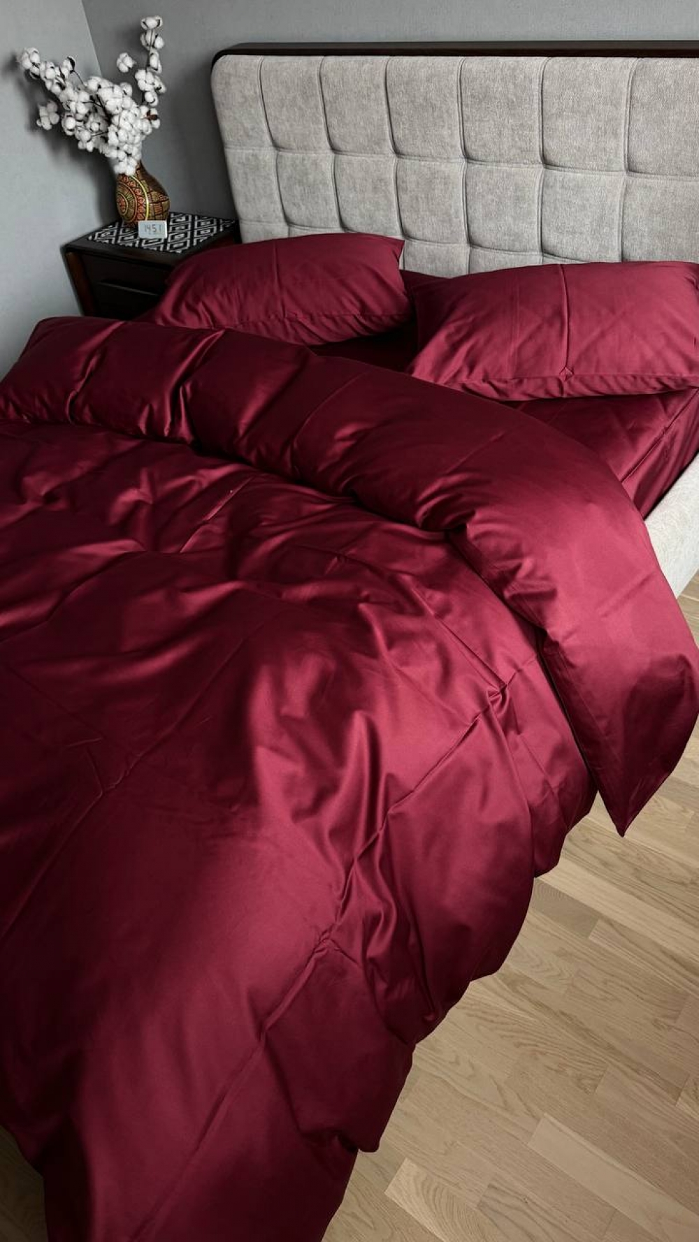 Постільна білизна Бордовий SD-1652, сатин LUX (Євро) - Зображення 4
