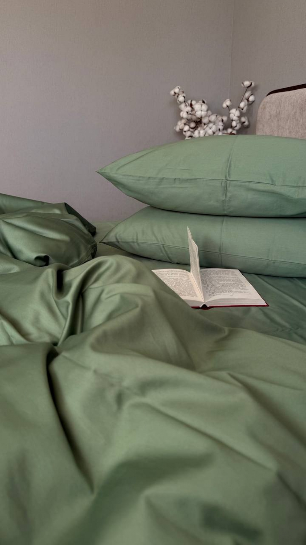 Постільна білизна Пастельний зелений SD-5907, сатин LUX (Сімейний) - Зображення 2