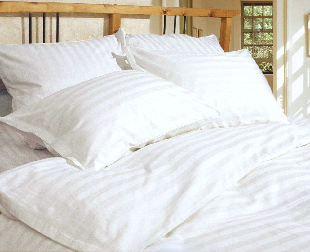 Постільна білизна Сатин Stripe PREMIUM VIP, WHITE 2/2см (Двосп. на рез.)