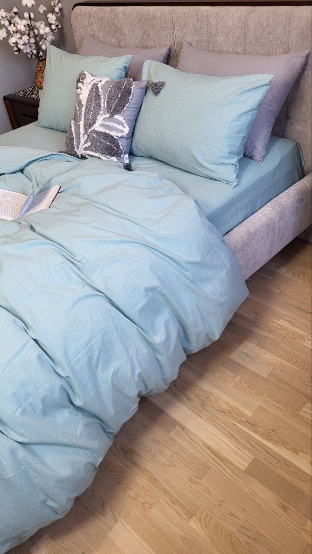 Постільна білизна Cyan, Washed Cotton W1291 (Євро) - Зображення 3