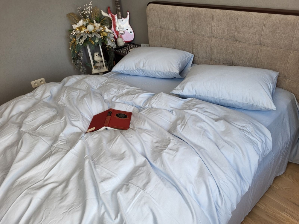 Постільна білизна Блакитний, Turkish flannel (Двоспальний) - Зображення 2