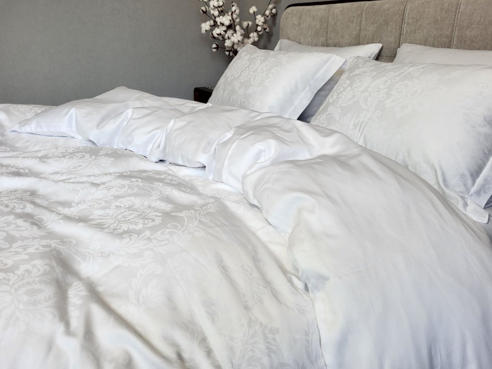 Постільна білизна Сатин JACQUARD, TIARA WHITE (Полуторний) - Зображення 5