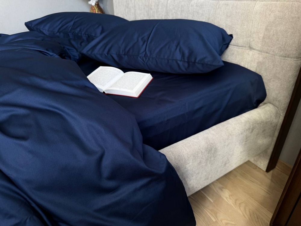 Постільна білизна Синій SD-4027, сатин LUX (Двоспальний)