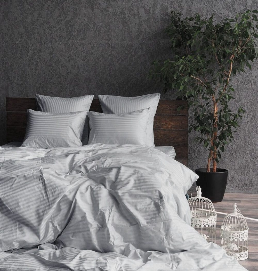 Постільна білизна Stripe LUX GRAY PEARL 1/1см (Сімейний)