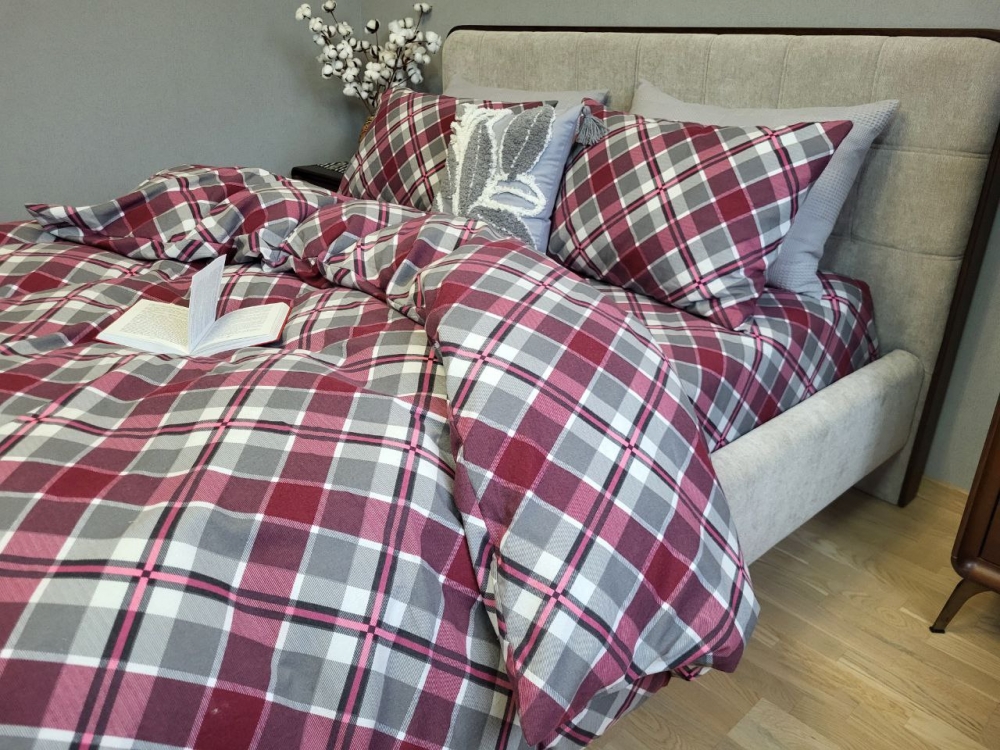 Постільна білизна Крафт бордо, Turkish flannel (Сім. на резин.) - Зображення 2