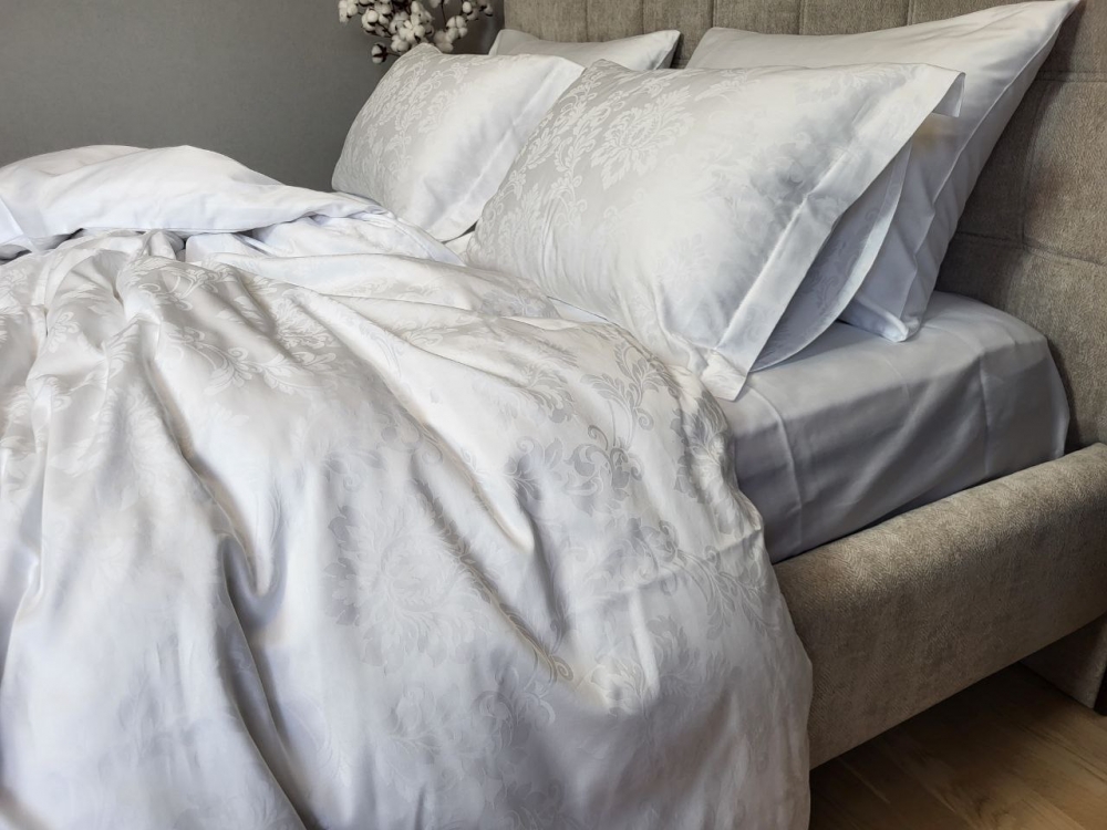 Постільна білизна Сатин JACQUARD, TIARA WHITE (Полуторний) - Зображення 4