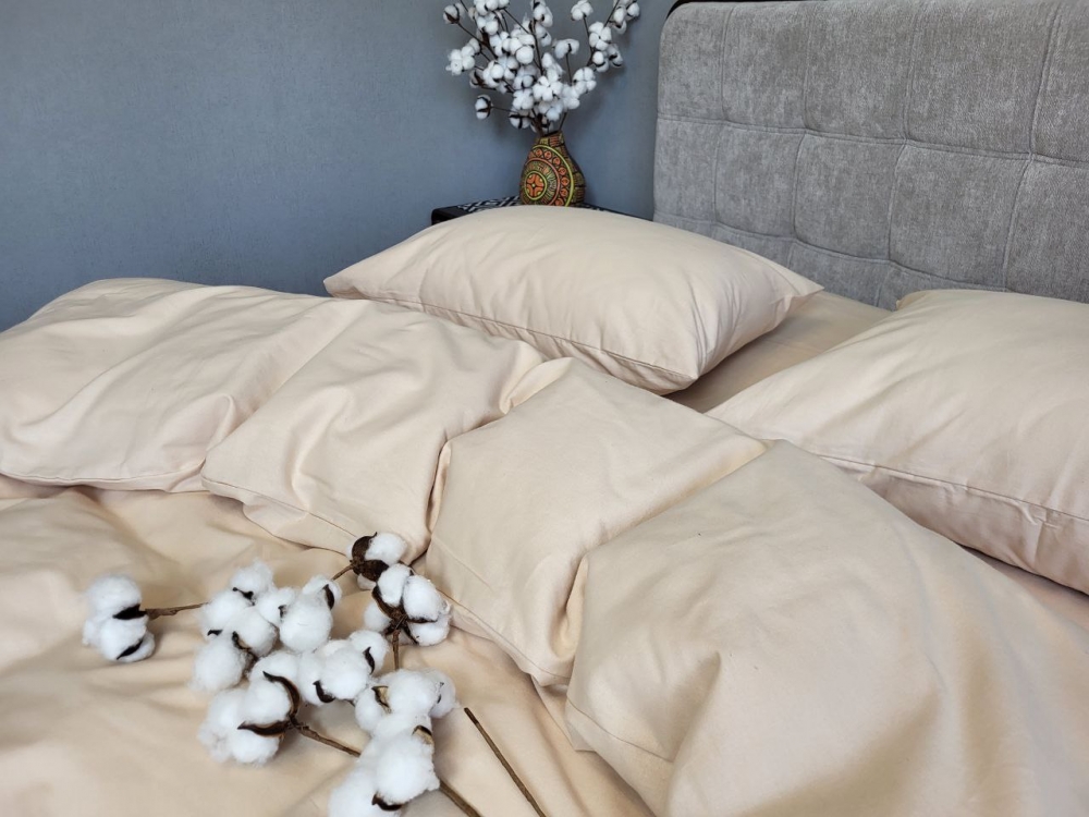 Постільна білизна Бежева пастель S109, Turkish flannel (Євро на резин.) - Зображення 2