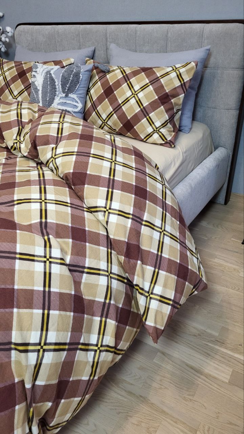 Постільна білизна Крафт пастель/бежевий пісок, Turkish flannel (Полуторний) - Зображення 2