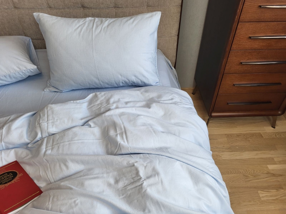 Постільна білизна Блакитний, Turkish flannel (Сімейний) - Зображення 5