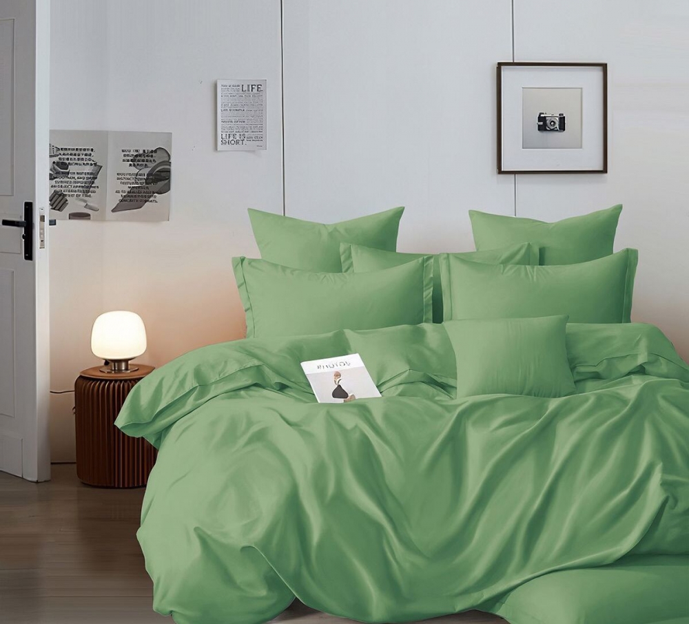 Постільна білизна Зелена мята, ранфорс (Полуторний)