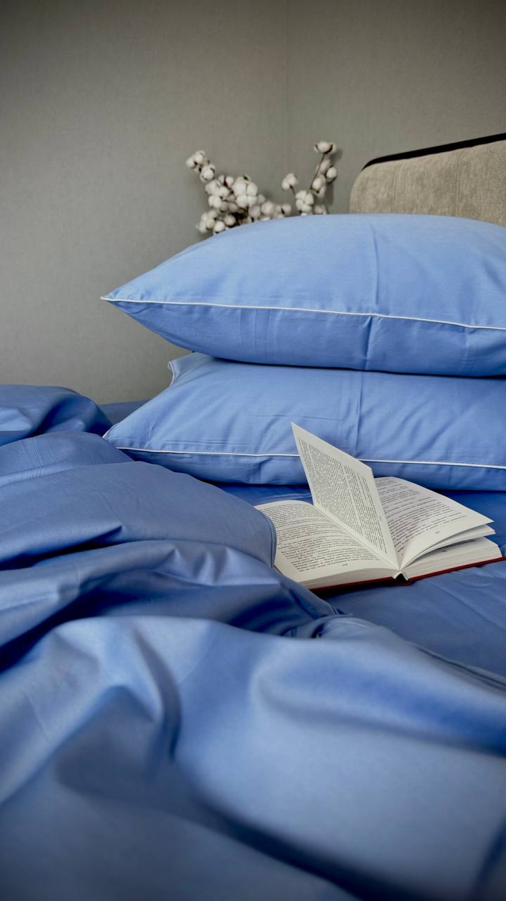 Постільна білизна Блакитний SD-3919, сатин LUX нав. з кантом (Двосп. на рез.) - Зображення 2