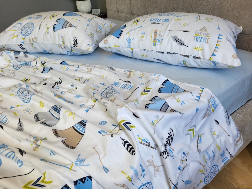 Постільна білизна Вігвам/блакитний, Turkish flannel (Полуторний) - Зображення 2