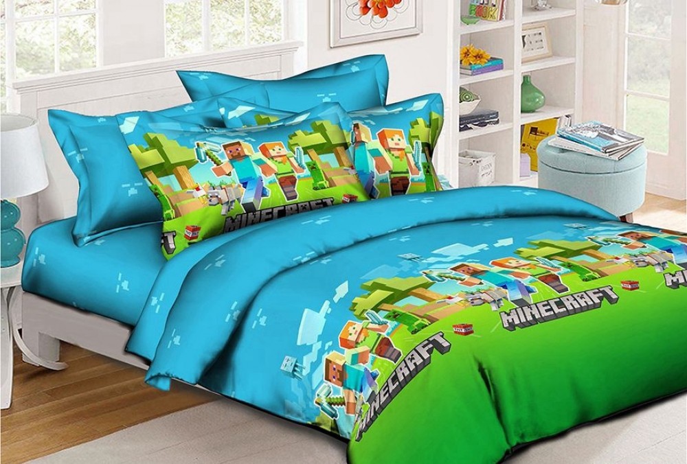 Постільна білизна Minecraft, ранфорс (Полуторний)