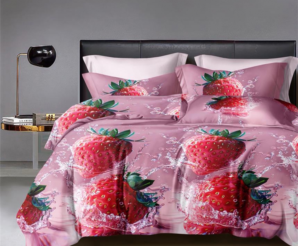 Постільна білизна Полуниця, сатин (Двосп. на рез.)