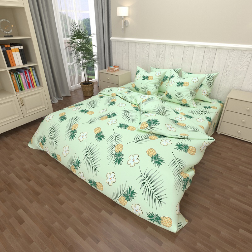 Постільна білизна Ананас салат, бязь нав 50*70см (Полуторний)