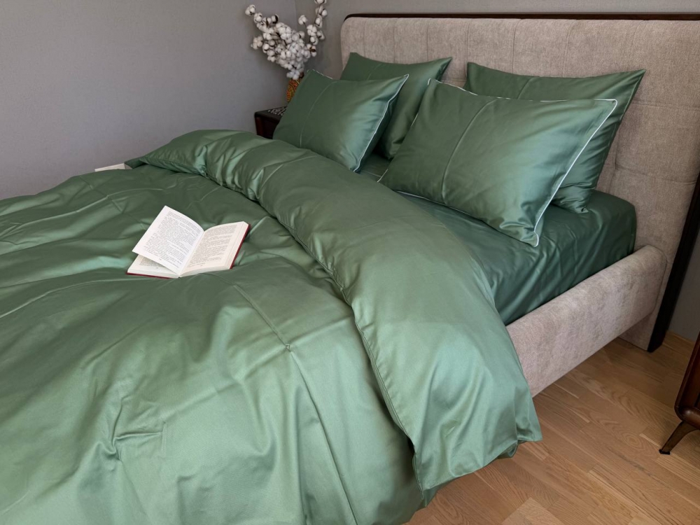Постільна білизна Пастельний зелений SD-5907, сатин LUX (Сімейний) - Зображення 5
