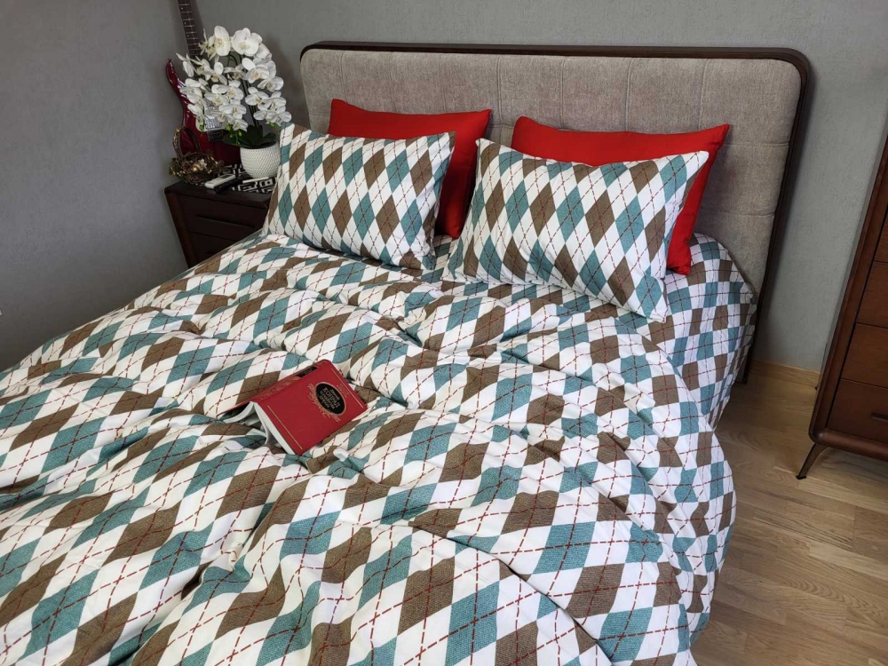 Постільна білизна Ромб зелений, Turkish flannel (Двоспальний) - Зображення 2