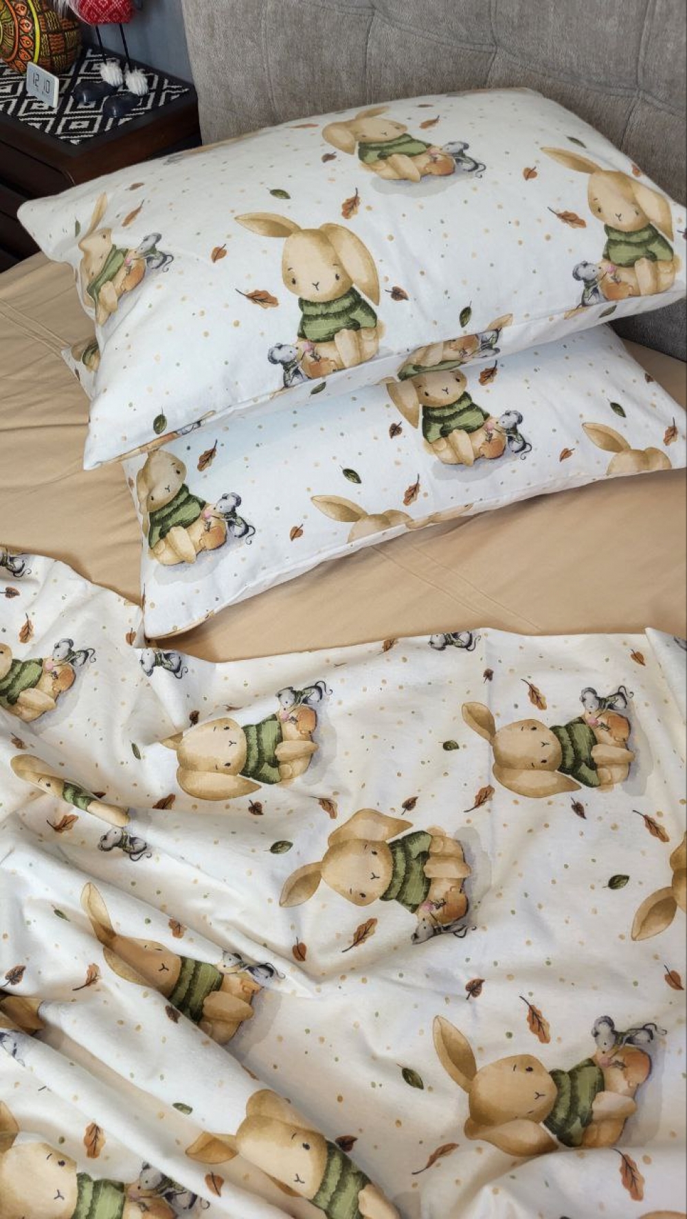 Постільна білизна Вухастики/бежева пастель, Turkish flannel (Полуторний) - Зображення 5