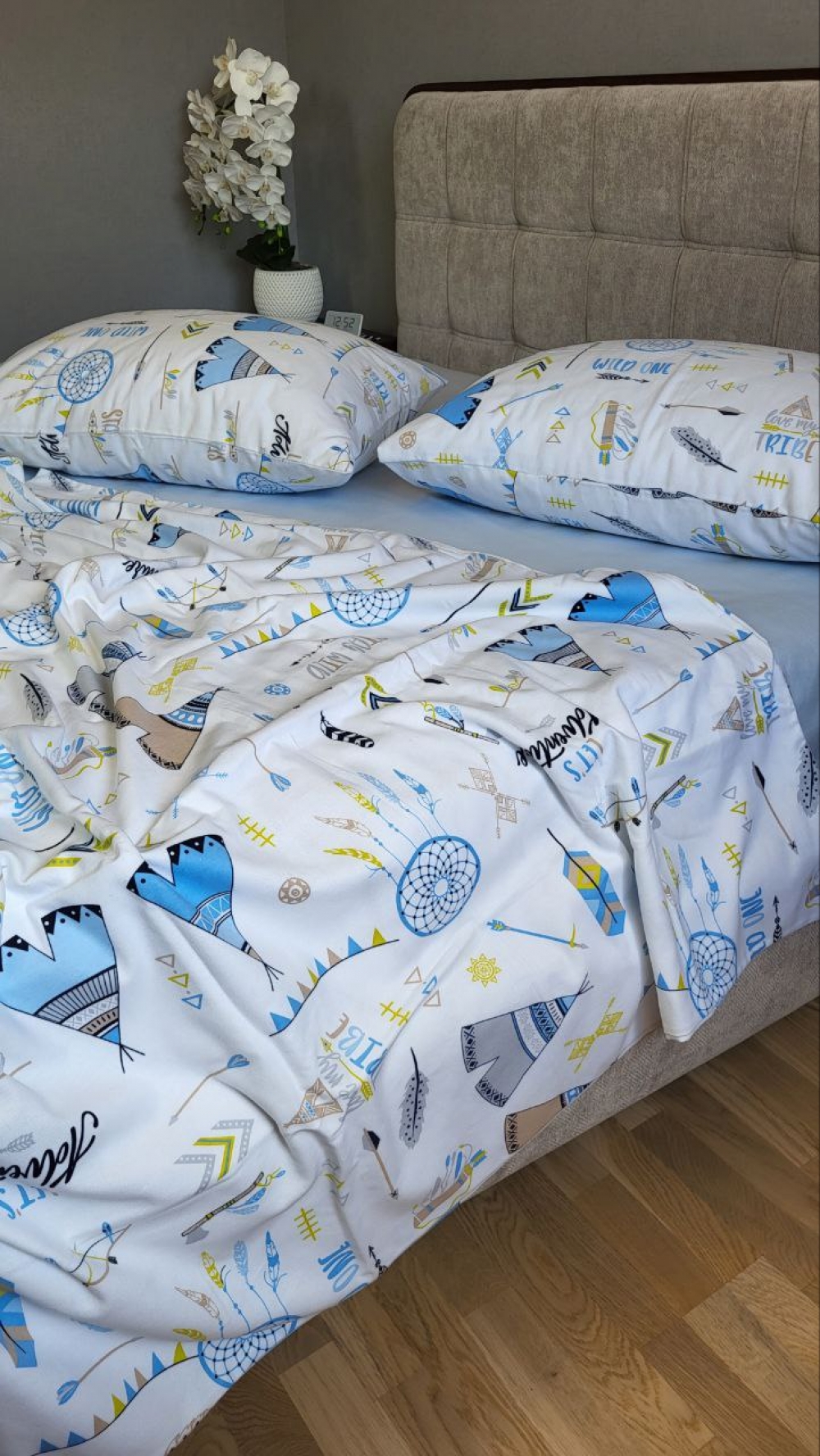 Постільна білизна Вігвам/блакитний, Turkish flannel (Євро) - Зображення 3