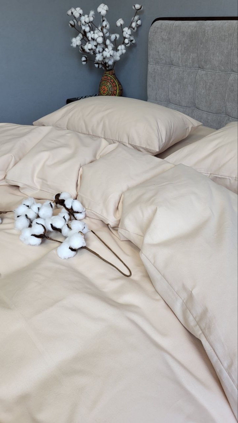 Постільна білизна Бежева пастель S109, Turkish flannel (Сім. на резин.) - Зображення 3