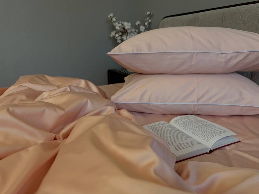 Постільна білизна Пудровий SD-1406, сатин LUX нав. з кантом (Євро)