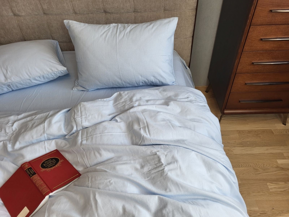 Постільна білизна Блакитний, Turkish flannel (Сім. на резин.) - Зображення 4